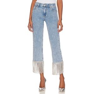 Alice & Olivia Amazing Boyfriend Jean Lightning blue crystal embellished Size 26